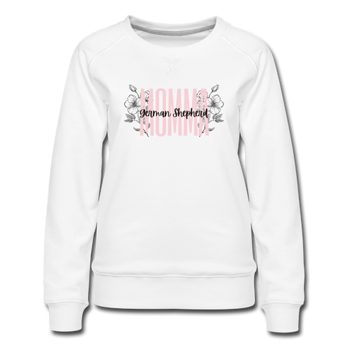 German Shepherd Momma Floral-Women’s Premium Sweatshirt - white